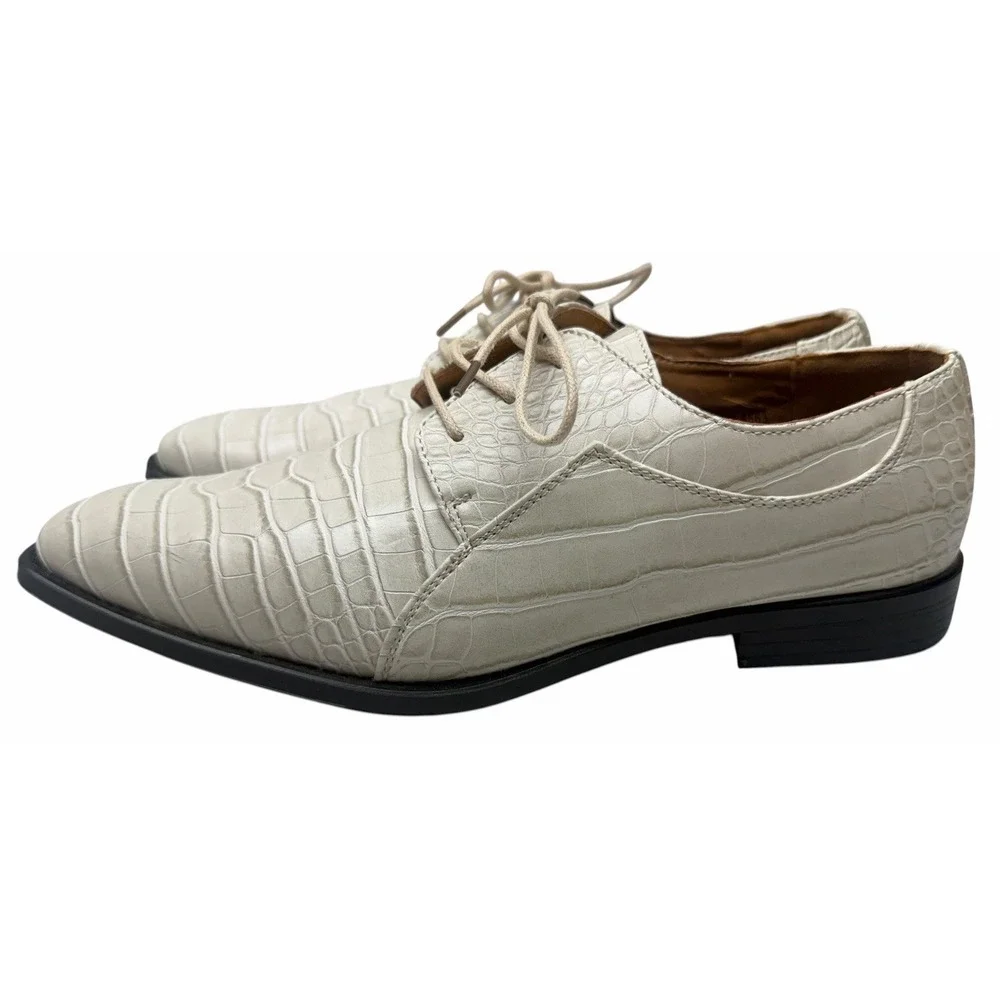 Roberto Chillini Status Bone Croc Embossed Dress Shoes Men's 10.5 Lace U